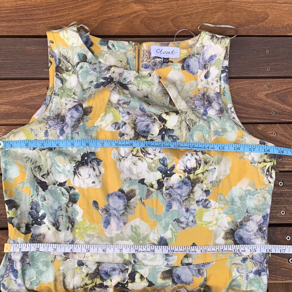 Modcloth Closet London UK 16/ US 12 Yellow Floral Vintage Style Dress - Picture 6 of 8